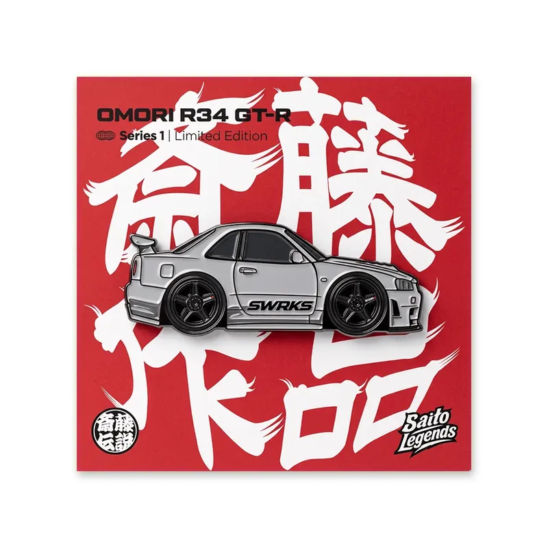 Omori R34 GT-R pin badge